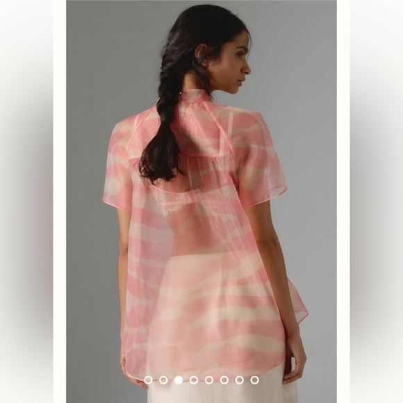 Anthropologie NWT Daniel Rainn Mock-Neck Short-Sleeve Blouse Size M. - Picture 2 of 15